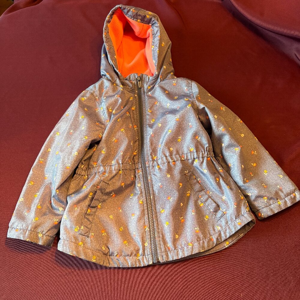 Carter’s Girls Floral Hooded Jacket Fleece Lined Size 5T Fall Jacket